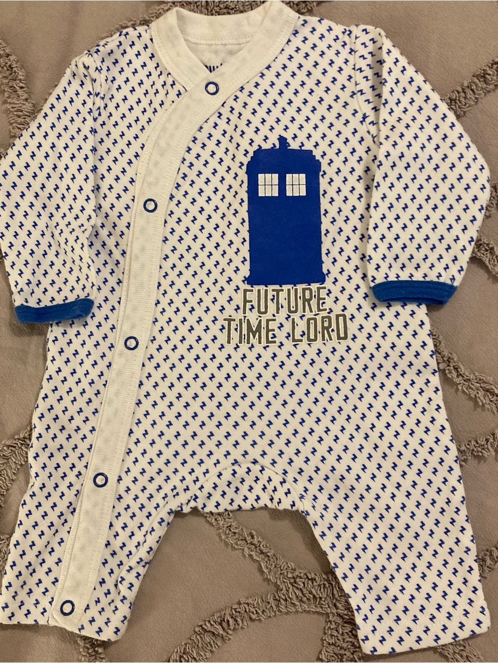 Doctor Who Tardis Future Time Lord Newborn Baby Romper Footless Coverall NB Dr.